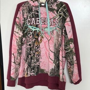 Cabela's Pink and Burgundy Camouflage XL Hoodie
